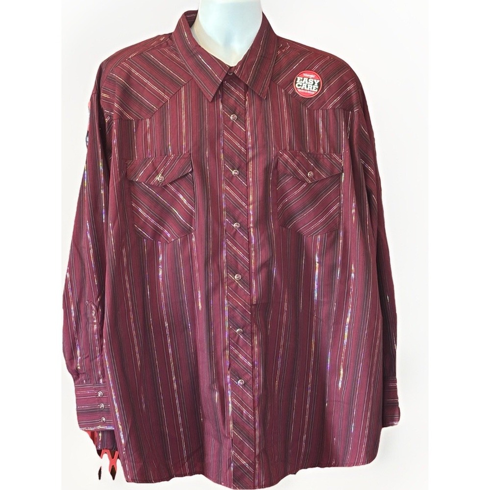 Wrangler Western Shirt Men's 3XL Pearl Snap NEW w/ Tags Red with Stripes WM067BG
